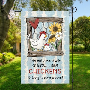 Chickens Are Everywhere Garden Flag | RV Camping Decor | Yard Art | Ducks Chickens Garden Decor | Farm Flag