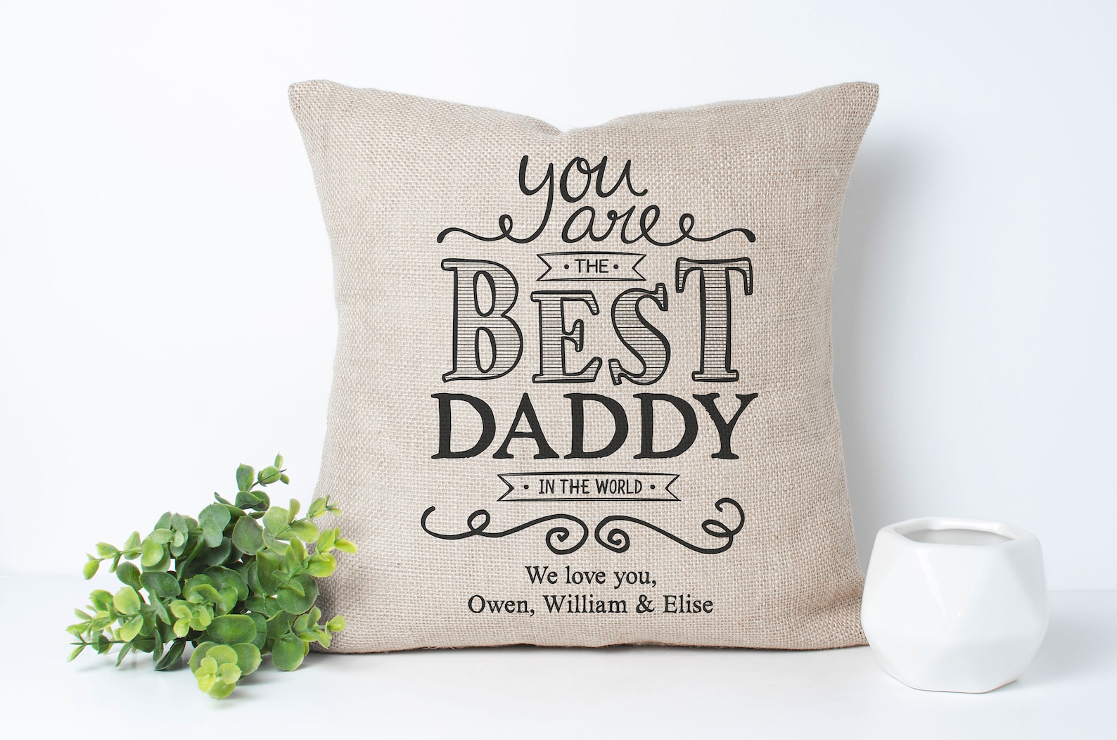 Custom Best Daddy Pillow Gift for Dad Personalized Throw Etsy