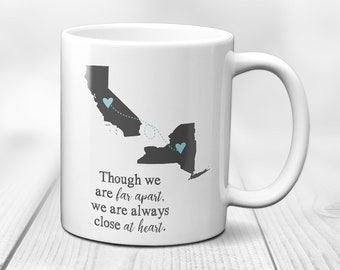 Two State Mug | Long Distance Map Gift | Unique Friend Gift | Personalized Going Away | Best Friend Gift | Far Apart Close At Heart