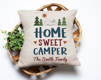 Personalized Home Sweet Camper Pillow | Custom Camper Decor | Personalized Camping Pillow | Custom Camping Gifts | Retirement Gift