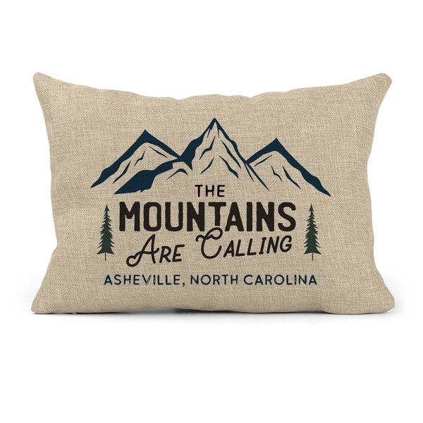 Personalized Mountains are Calling Pillow | Custom Camping Decor | Housewarming Gift | Throw Pillow | Camper Gift | Custom Hiking Present
