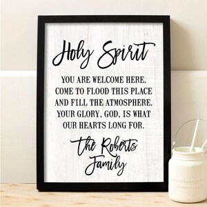Holy Spirit Welcome Art Print | Personalized Christian Family Sign | Christian Decor | Religious Gift | Housewarming Gift