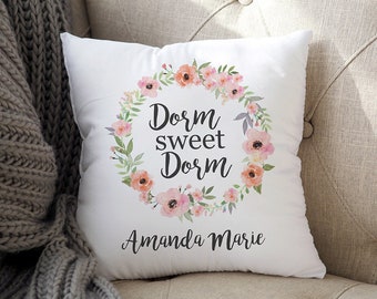 Personalized Dorm Sweet Dorm Pillow Custom Girl's Bedroom Decor