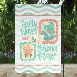 Beach Mahjong Garden White Flag Outdoor Decor Ocean Coastal image 1