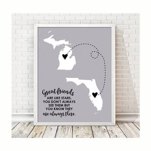 Great Friends Two State Print | Long Distance Map Gift | Unique Friend Gift | Personalized Going Away | Long Distance Friendship