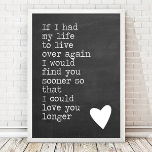 If I Could Love You Longer Print - Anniversary Gift - Chalkboard Couple Print - Wedding Gift - Chalkboard Print - Couple Gift