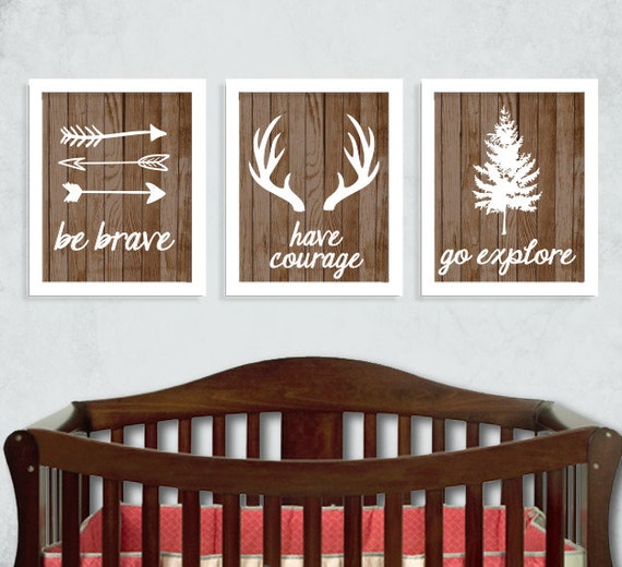 Rustic Wood Nursery Print Set Woodland Nursery Set of Three
