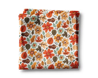Fall Floral Waffle Weave Kitchen Towel | Autumn Flower