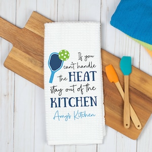 Personalized Can&#39;t Handle the Heat Pickleball Towel | Funny Kitchen Towel | Pickleball Player Gift | Personalized Gift Women | Custom Towel