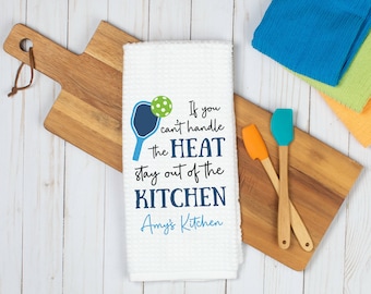 Personalized Can't Handle the Heat Pickleball Towel | Funny Kitchen Towel | Pickleball Player Gift | Personalized Gift Women | Custom Towel