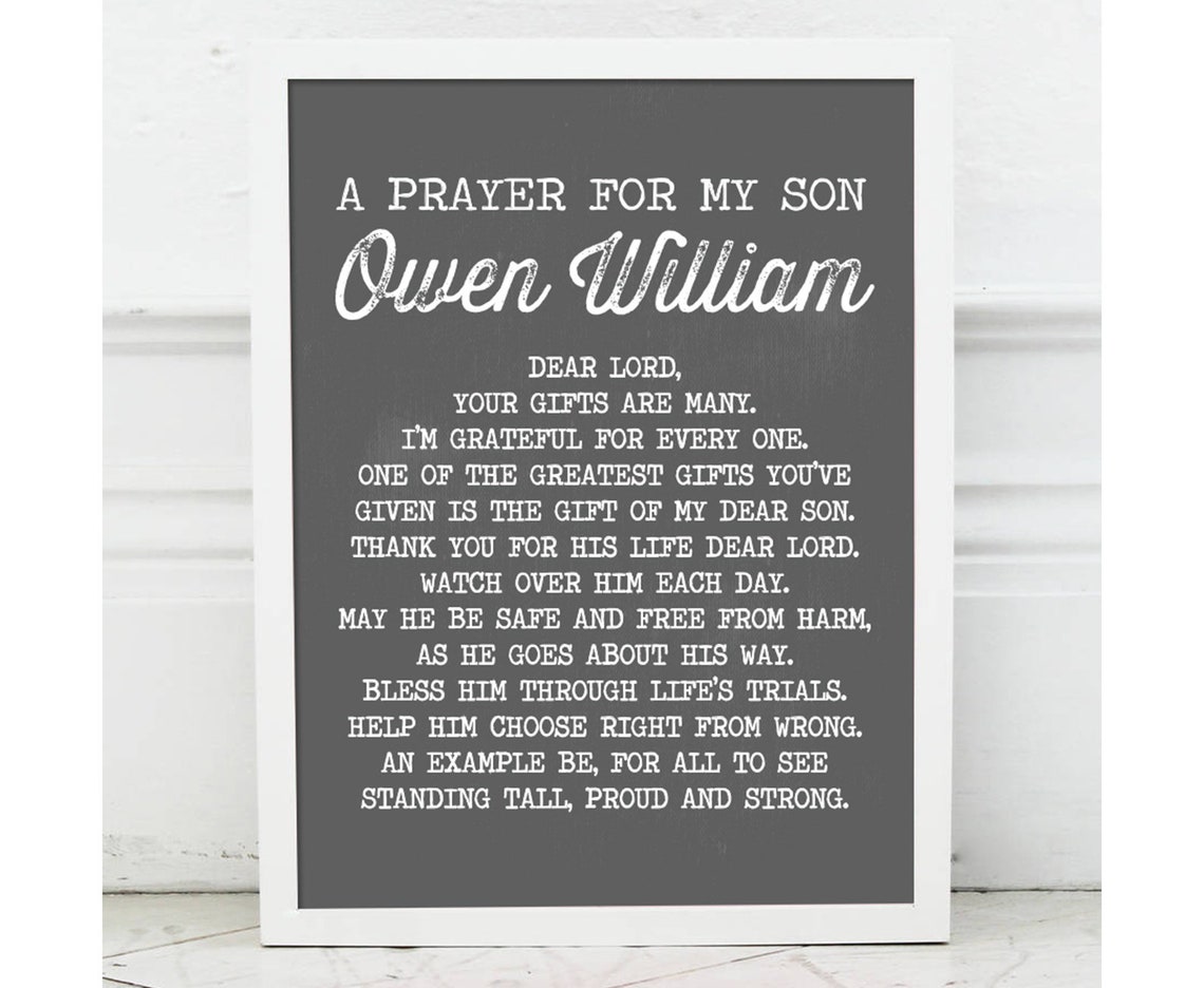 Prayer for Son Print Boys Wall Art Boy Name Decor Baby Etsy