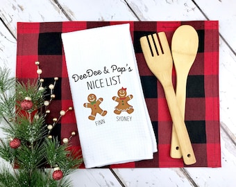 Custom Christmas Grandparents Towel | Personalized Kitchen Towel | Personalized Christmas Gift Women | Christmas Kitchen Towel