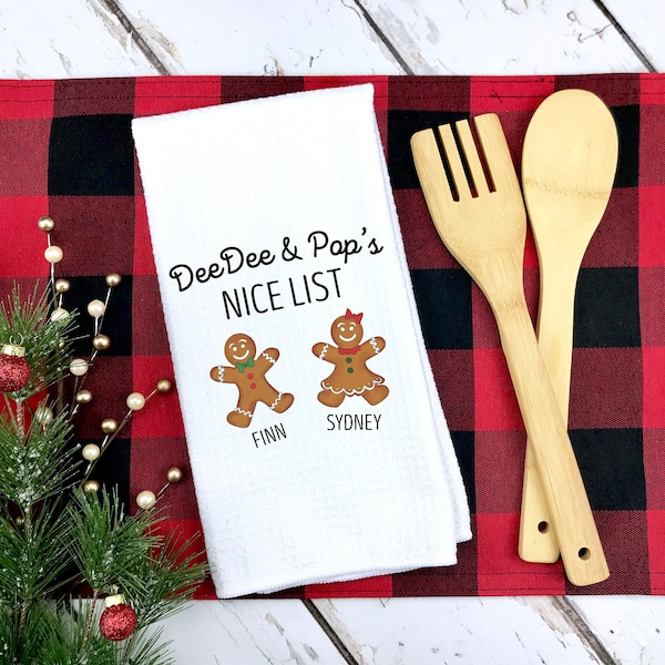 Custom Christmas Grandparents Towel | Personalized Kitchen Towel | Personalized Christmas Gift Women | Christmas Kitchen Towel