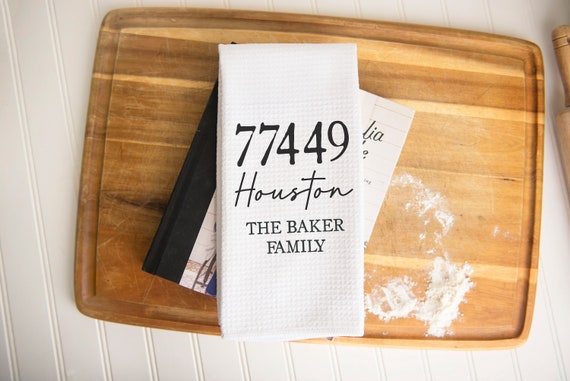 Personalized Zip Code Kitchen Towel Custom Waffle Weave ...