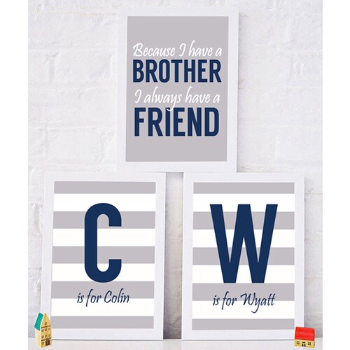 Set of 3 Paper Prints Brother Wall Art Brother Decor Etsy