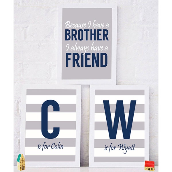 Set of 3 Paper Prints | Brother Wall Art | Brother Decor | Boys Room | Big Brother Gift | Boys Room Sign | Boys Bathroom | Brothers Sign