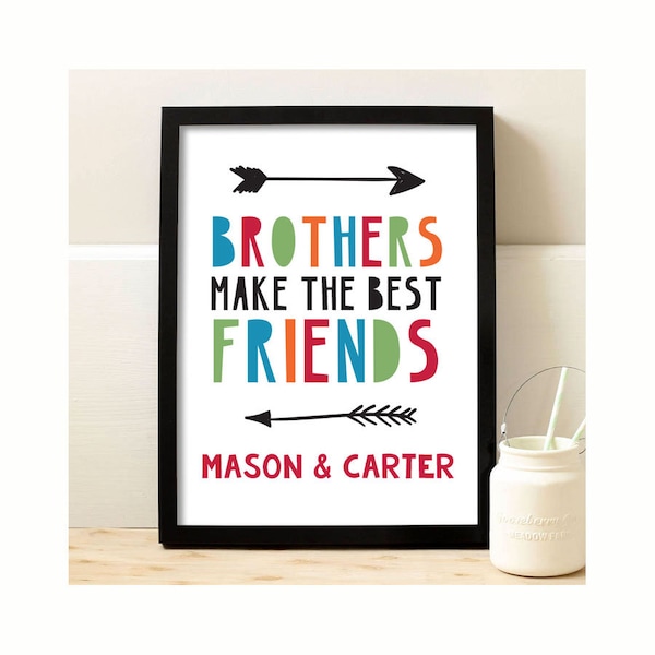 Personalized Brothers Print | Boys Room Decor | Brothers Room | Brothers Gift | Kids Wall Art | Playroom Decor | Brothers Best Friends