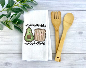 Together Like Avocado & Toast Dish Towel | Cute Food Kitchen Towel | Avocado Toast Humor | Housewarming Gift | Wedding Gift