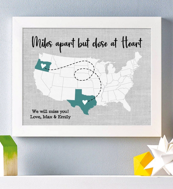 Custom Miles Apart Print | Two State Paper Art Print