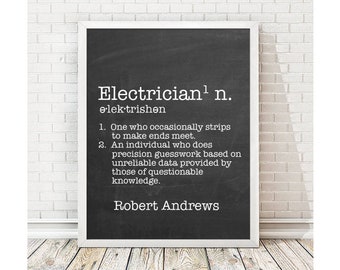 Personalized Electrician Print | Profession Decor | Coworker Gift | Personalized Gift