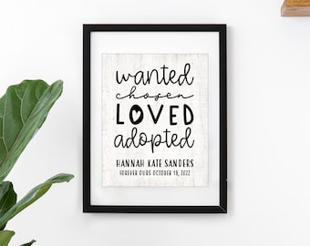 Custom Adoption Print | Gotcha Day Gift | Adoptive Parents Gift | Adoption Gift Personalized Child Keepsake Gift Boys and Girls