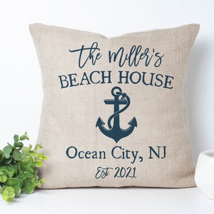 Personalized Beach House Accent Pillow | Custom Beach House Decor | Beach House Decorative Throw Pillow | Summer Beach Home Accessories