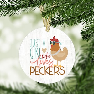 Funny Chicken Girl Metal Ornament | Funny Chicken Decor | Farm Home Decor | Christmas Tree Chicken Ornament Decoration