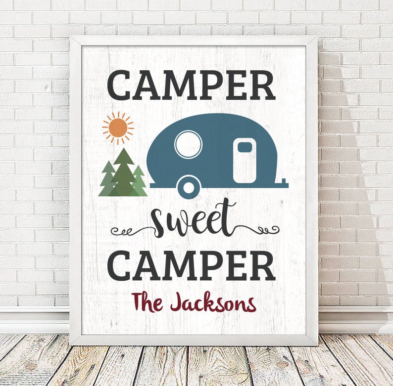 Personalized Camper Sweet Camper Print Campground Decor Gift For Her Personalized Camper Gift image 2