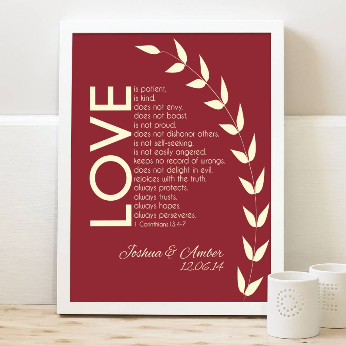 Personalized Love is Print Corinthians Bible Verse Print | Etsy