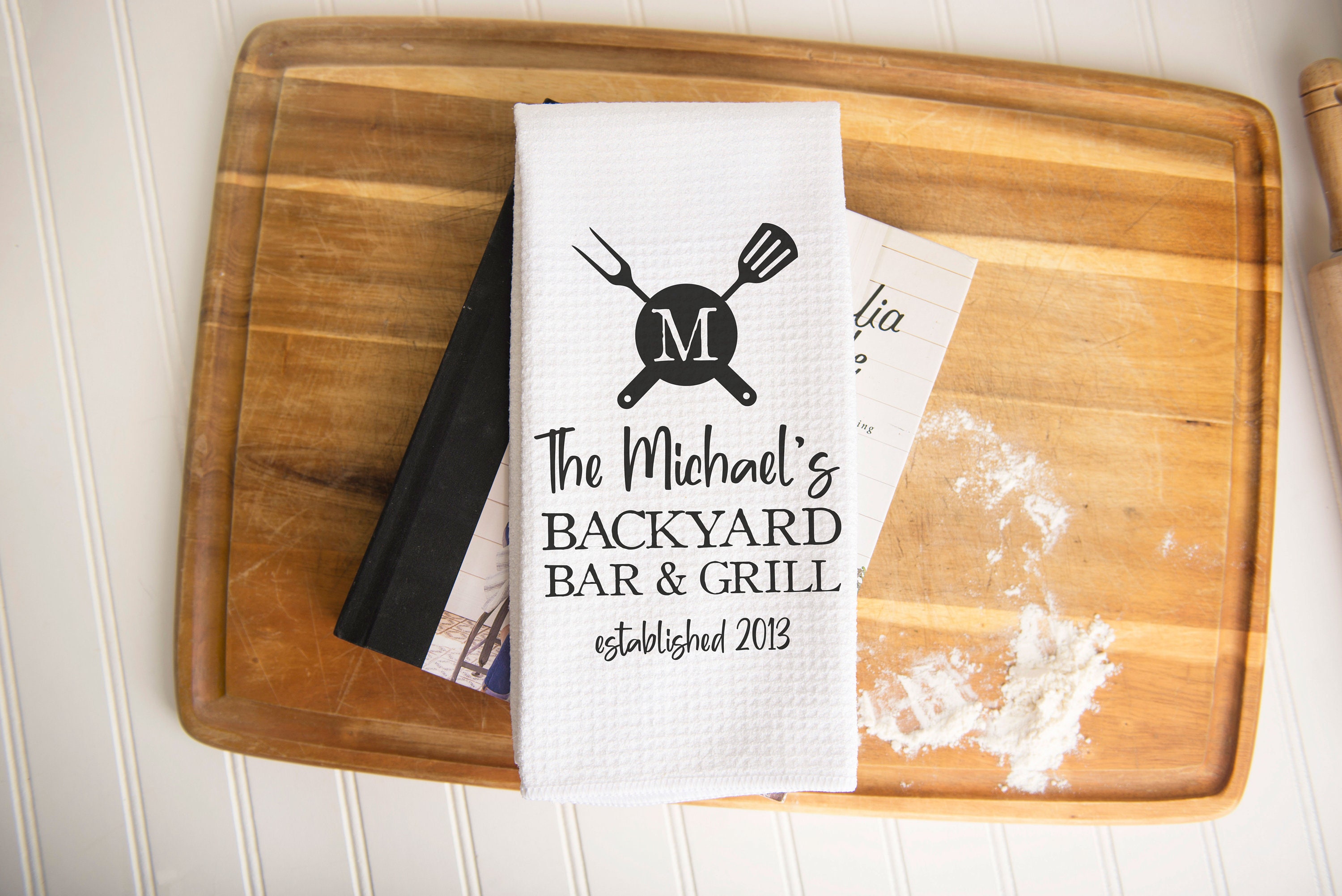 Backyard Bar & Grill Towel Mens Kitchen Towel Men Grilling Etsy