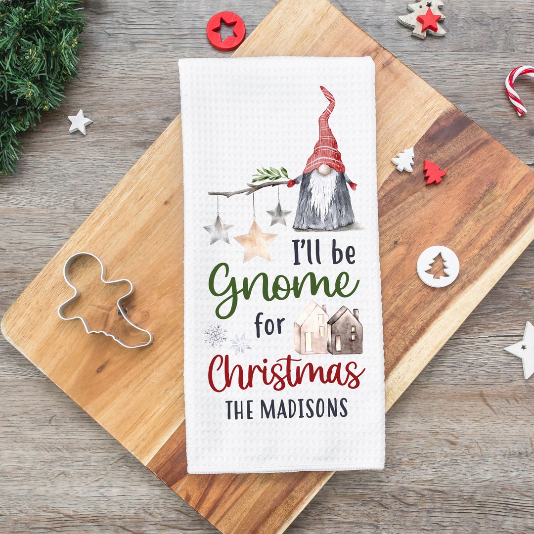 I'll Be Gnome For Christmas Dish Towel Set – New, Cotton, Green, Punny Holiday 1 thumbnail image