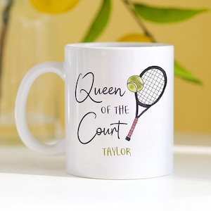 Personalized Queen of the Court Mug | Tennis Coffee Cup | Custom Gift for Her | Mother&#39;s Day Gift | Unique Mom Gift | Gift for Tennis Player