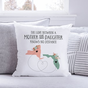 Mothers Day Gift | Two State Mother Daughter Personalized Pillow | Gift For Mom Ideas | Long Distance Two State Pillow | Moving Away Gift
