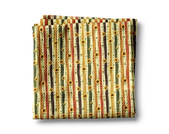Sunflower & Fall Leaves Waffle Weave Kitchen Towel Autumn