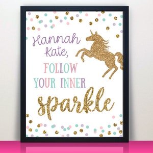 Girls Personalized Unicorn Art Print | Unicorn Gift | Unicorn Room | Unicorn Birthday |Girls Nursery | Nursery Name Decor | Girls Room
