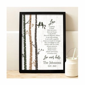 Corinthians Bible Verse Art Print | Personalized Christian Couple Sign | Christian Decor | Religious Gift | Housewarming Gift | Wedding Sign