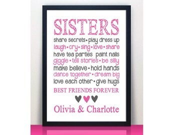 Sisters Print | Playroom Decor Print | Sister Room | Twin Sister Sign | Nursery Decor | Baby Gift | Girls Room Decor | Girls Playroom