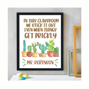 Cactus Classroom Print | Classroom Rules | Personalized Teacher Gift | Teacher Appreciation | Personalized Classroom Decor | Teacher Print