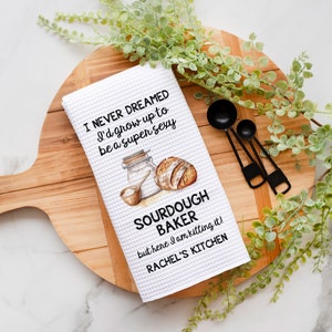 Custom Sourdough Baker Towel | Bread Baking Kitchen Towel | Waffle Weave Tea Towel | Housewarming Gift | Gift for Baker