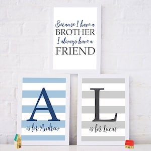 Set of 3 Prints | Brother Wall Art | Brother Decor | Boys Room | Big Brother Gift | Boys Room Sign | Boys Bathroom | Brother Sign