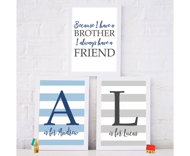 Set of 3 Prints Brother Wall Art Brother Decor Boys Room Etsy
