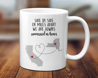 Two State Mug | Long Distance Map Gift | Unique Friend Gift | Personalized Going Away | Best Friend Gift | Miles Apart Close At Heart