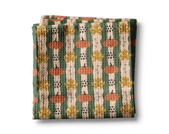 Pumpkin & Fall Leaves Waffle Weave Kitchen Towel Autumn