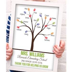 PRINTABLE Personalized Teacher Thumpbrint Tree Print - Child Hand Art- Kid Art Project-  Gift for Teacher - Personalized Teacher Gift