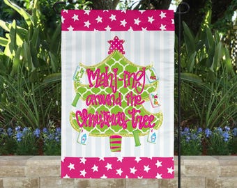 Mahjong Christmas Tree Garden Flag: Playful Porch Decor