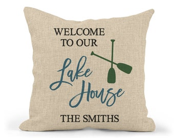 Personalized Lake House Pillow | Custom Lake House Decor | Personalized Throw Pillow | Housewarming Gift |Personalized Lake Home Pillow