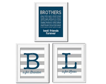 Set of 3 Prints | Brother Wall Art | Brother Decor | Boys Room | Big Brother Gift | Boys Room Sign | Boys Bathroom | Brother Sign