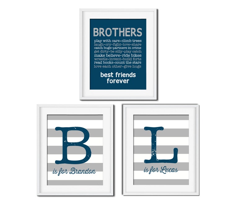 Set of 3 Prints Brother Wall Art Brother Decor Boys Room Etsy