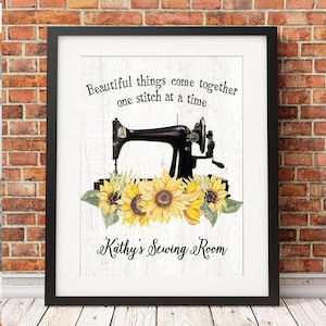 Personalized Sunflower Sewing Print | Craft Room Decor | Sewing Gift | Knitting Gift | Custom Wall Art | Personalized Gift Grandma