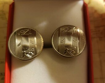 Vintage Cuff Links/Vintage Silver Cuff Links/Vintage Leaf Motif Cuff Links/Vintage 1960 Cuff Links/Vintage Men Accessories xox